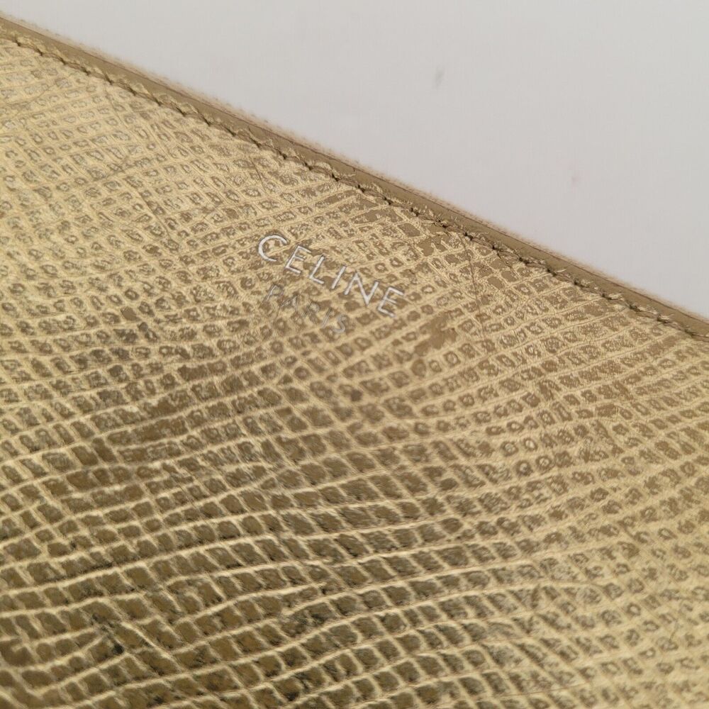 Celine Wallet Leather Gold Metali Card Bill Holder Large Zip Around Continental - Picture 8 of 10